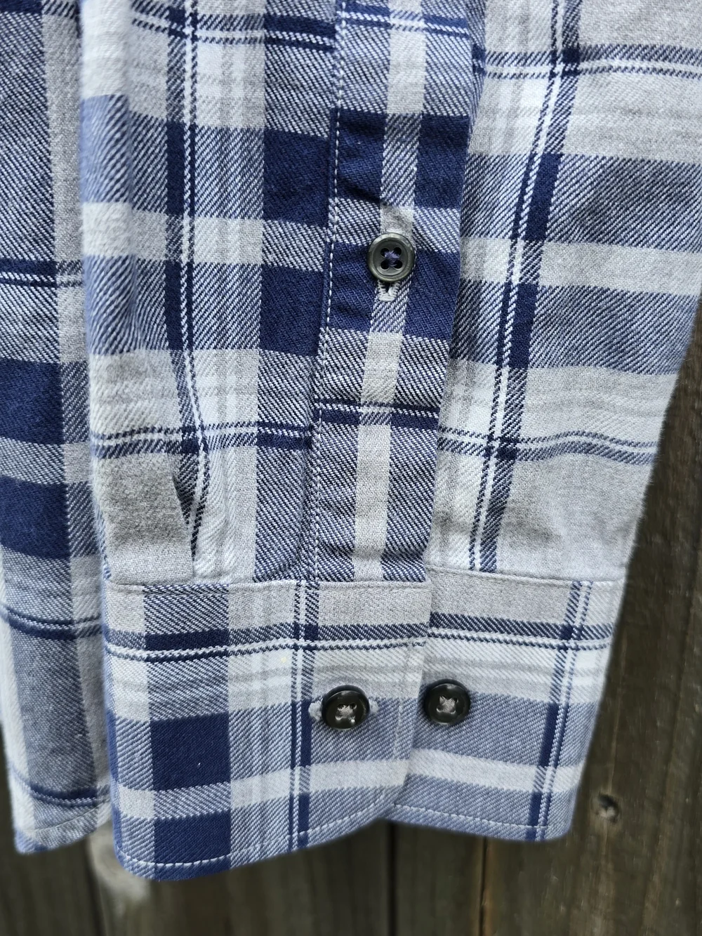 Banana Republic Gray and Blue Plaid Button-Down Shirt
